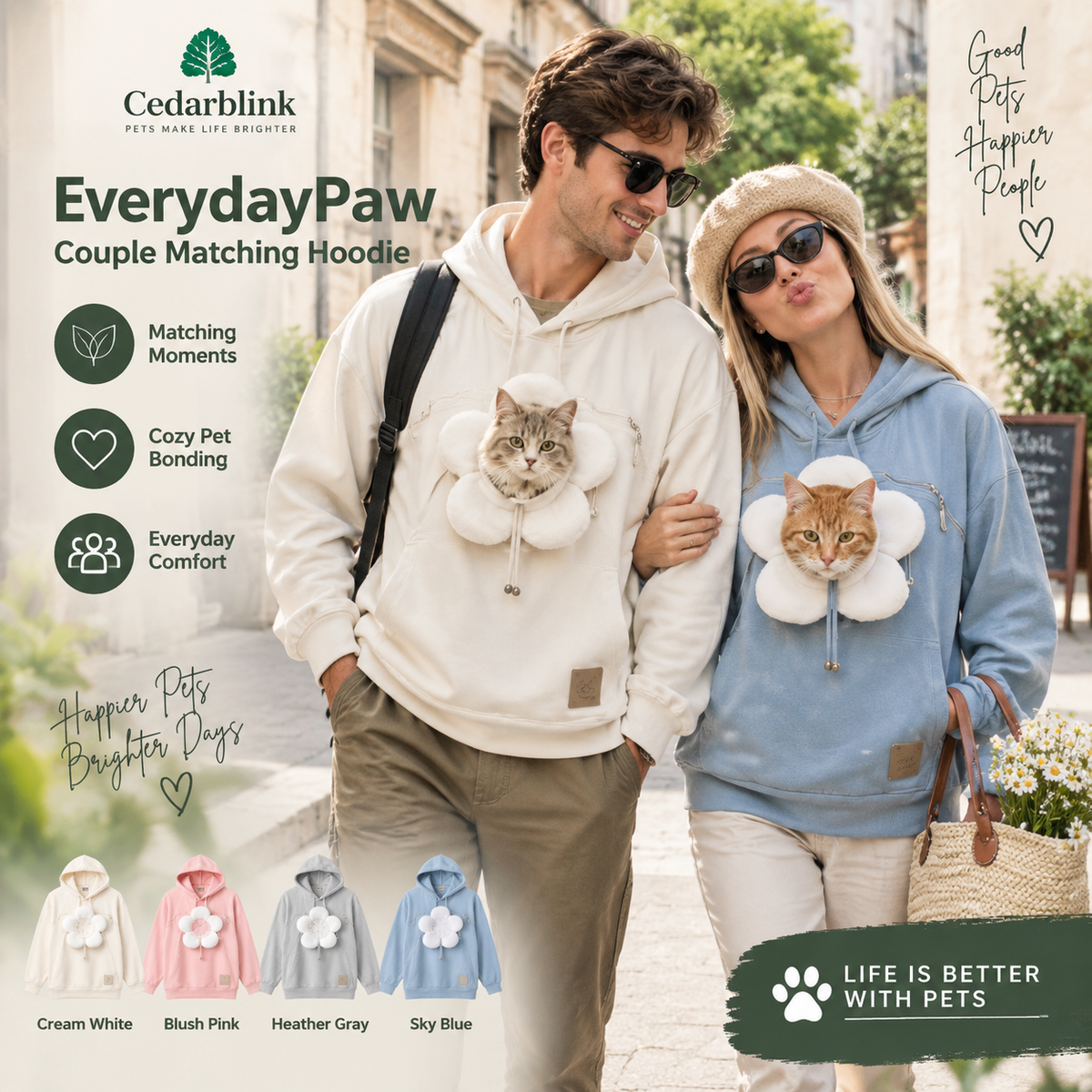 Cedarblink EverydayPaw Pet-Carrying Hoodie (Unisex/Couple's Style)