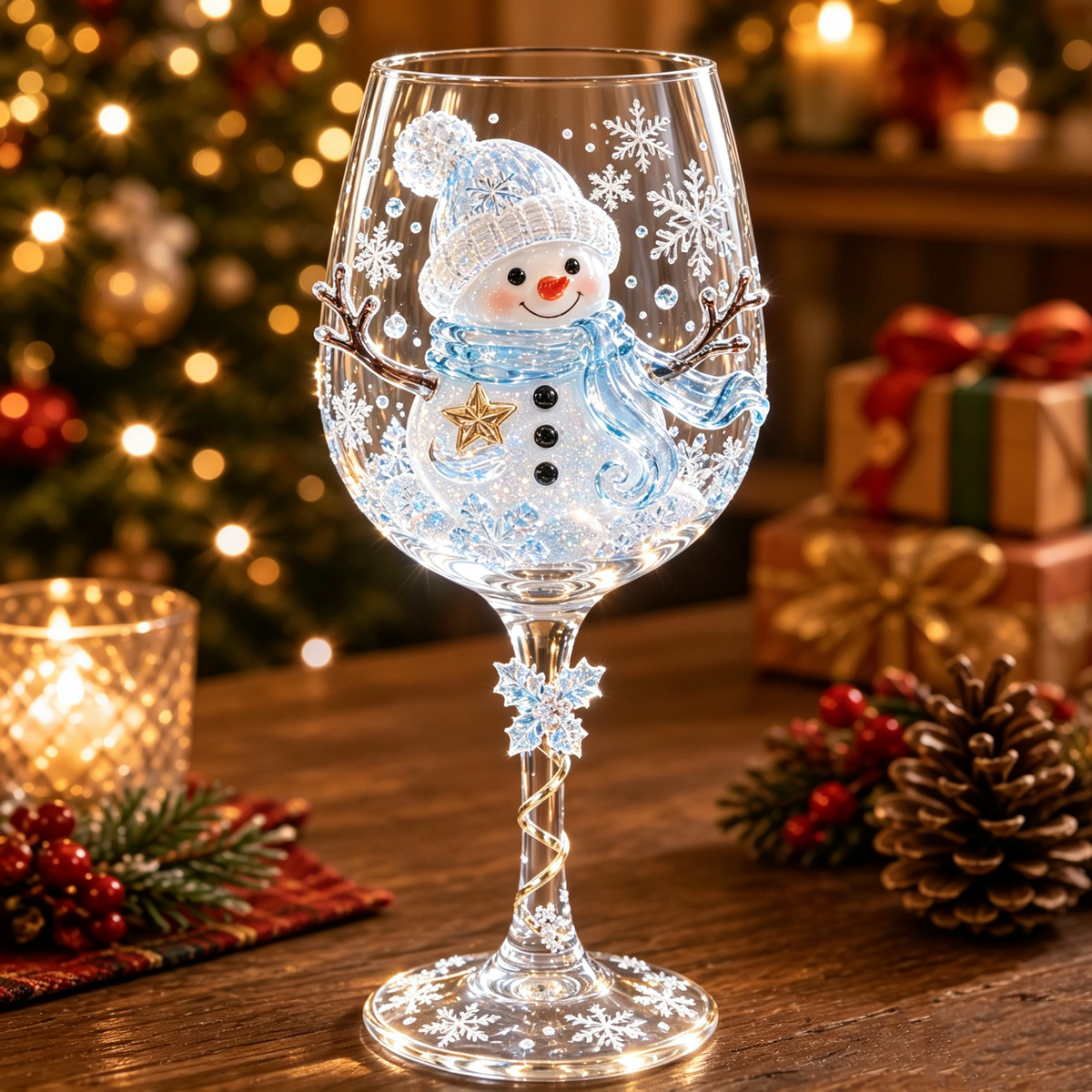 3D Christmas Wine Glass Gift Box Set - Handcrafted Festive Holiday Goblet with Embedded Miniature Figurine, Clear Crystal Red Wine Glass Gift for Wine Lovers, Women & Holiday Parties (6 Festive Styles)
