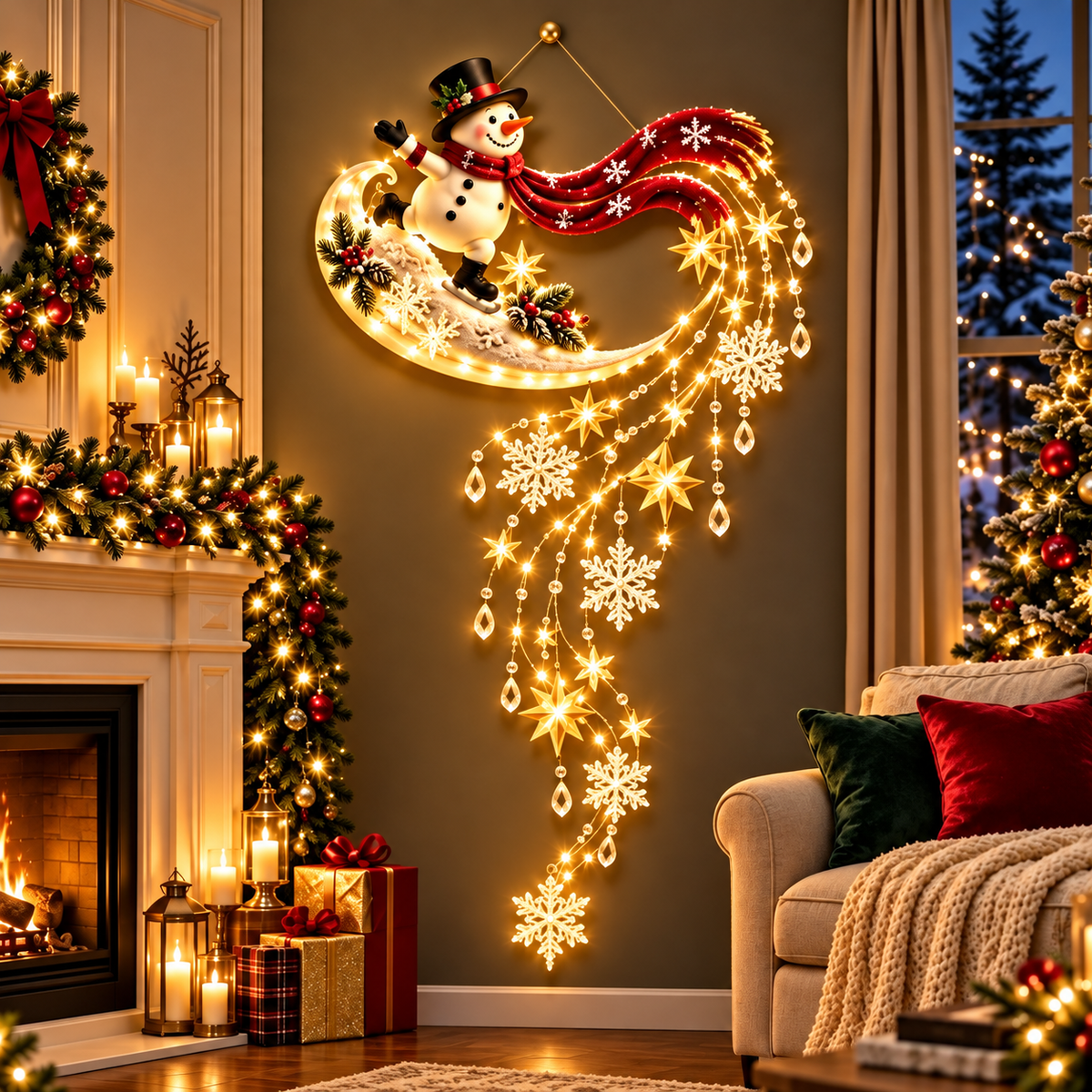 ✨Last Day 49% OFF✨Guardian Angel Starfall Cascade – Lighted Faith & Blessing Christmas Wall Decor✨