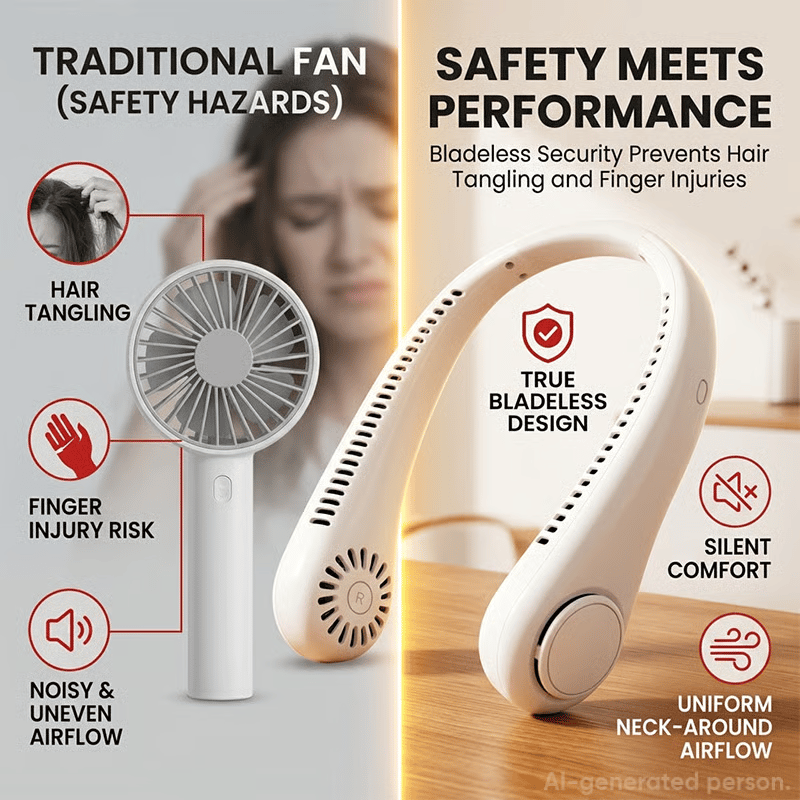 Last Day 49% OFF🔥🍃 Portable Bladeless Neck Fan