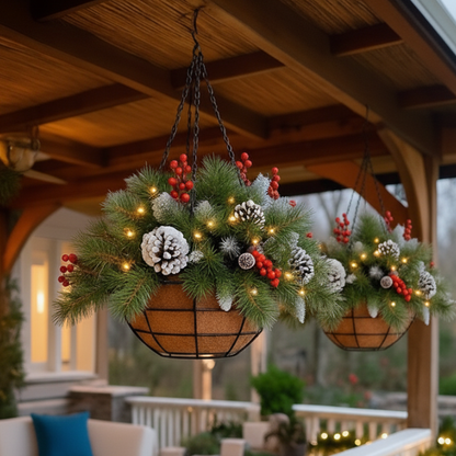 🎄LAST DAY — 60% OFF! 🪴Christmas Hot Sale —🔥Pre-Lit Artificial Christmas Hanging Basket